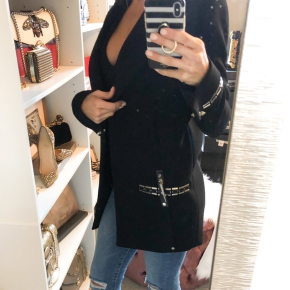 Anthony Vaccarello Black Long Embellished Coat 4 - Picture 3 of 7